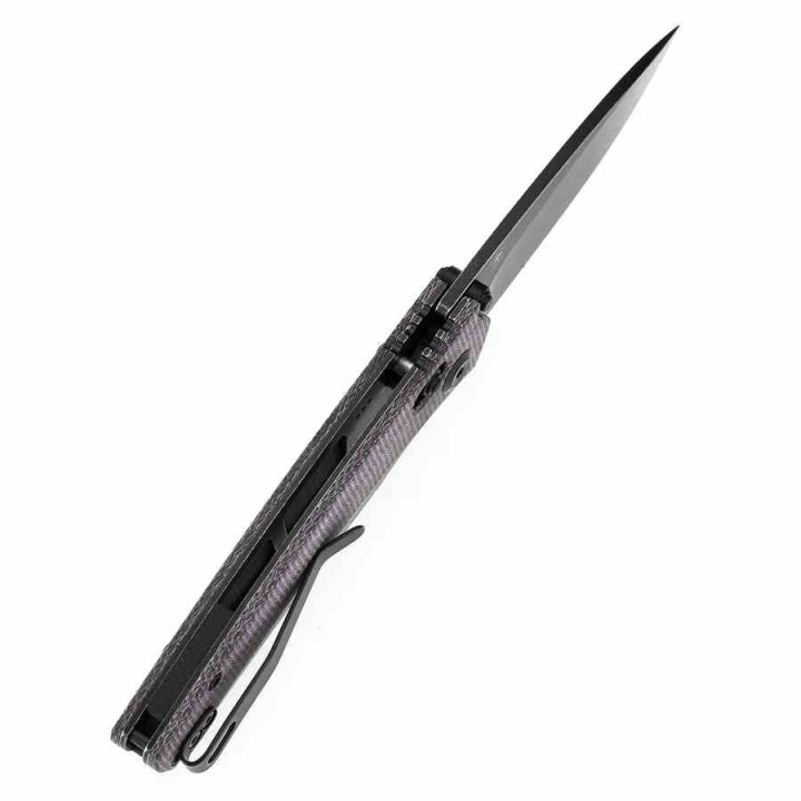 Couteau Tenable Raven Cross Bar Lock Lame Drop Point Acier 14C28N Blk Manche Micarta Violet T2109V7 - Livraison Gratuite