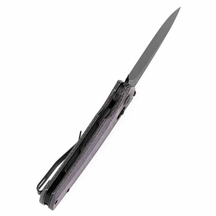 Couteau Tenable Raven Cross Bar Lock Lame Drop Point Acier 14C28N Blk Manche Micarta Violet T2109V7 - Livraison Gratuite