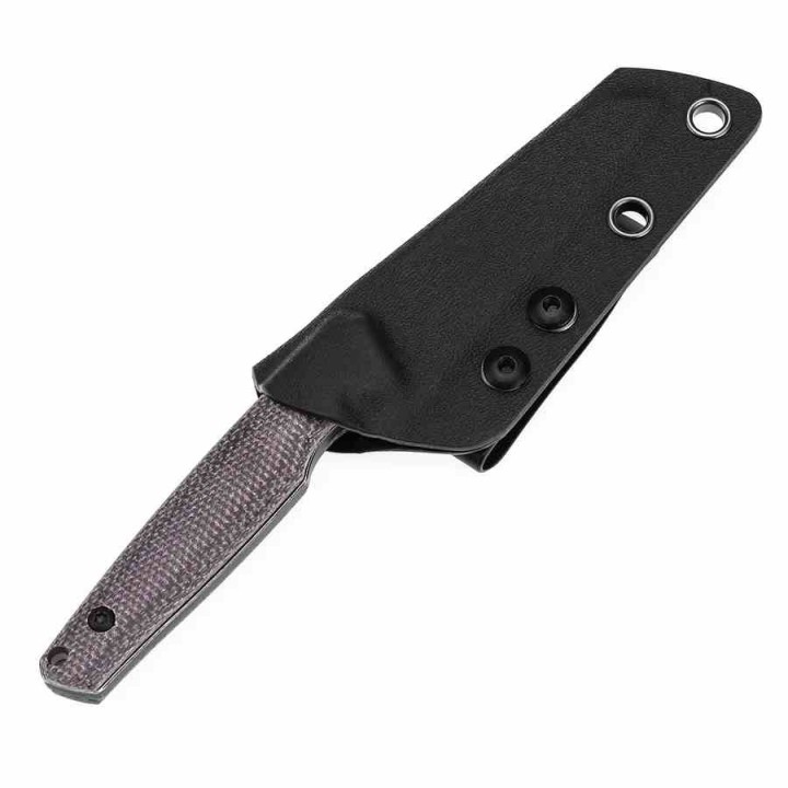 Couteau Tenable Parr Lame Reverse Tanto Acier 14C28N Blk Manche Micarta Purpe Etui Kydex TG011B1 - Livraison Gratuite