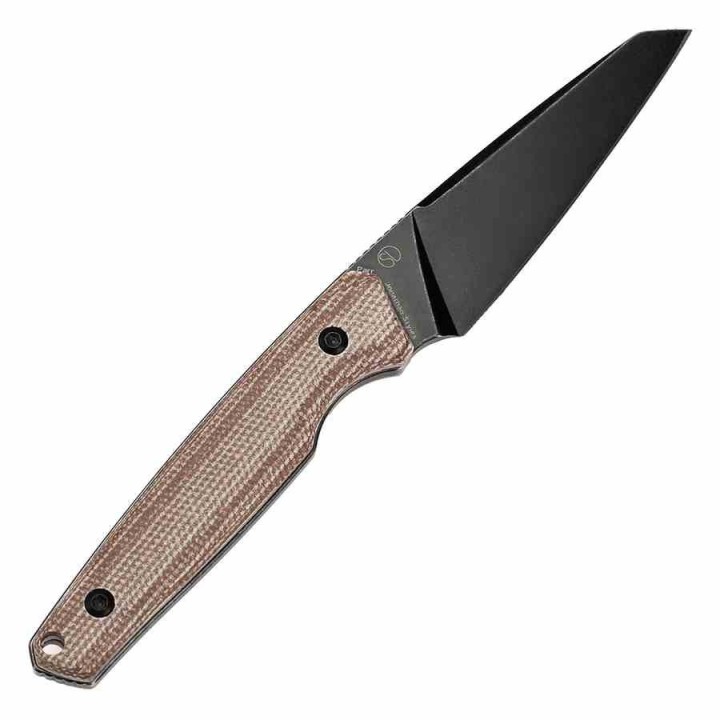 Couteau Tenable Parr Lame Reverse Tanto Acier 14C28N Blk Manche Micarta Brown Etui Kydex TG011B4 - Livraison Gratuite