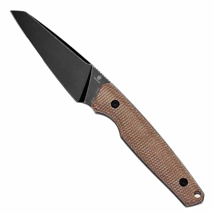 Couteau Tenable Parr Lame Reverse Tanto Acier 14C28N Blk Manche Micarta Brown Etui Kydex TG011B4 - Livraison Gratuite