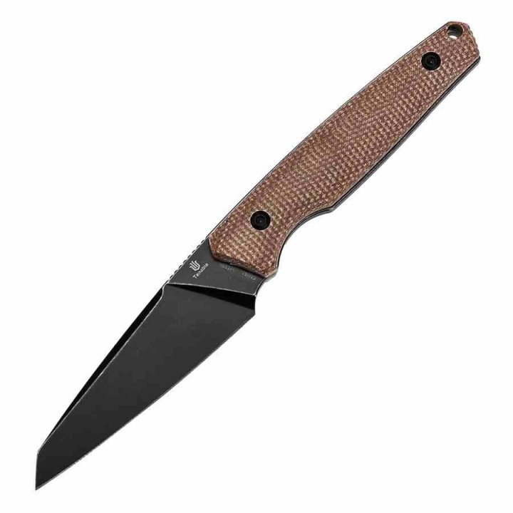 Couteau Tenable Parr Lame Reverse Tanto Acier 14C28N Blk Manche Micarta Brown Etui Kydex TG011B4 - Livraison Gratuite