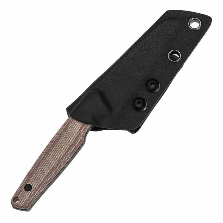 Couteau Tenable Parr Lame Reverse Tanto Acier 14C28N Blk Manche Micarta Brown Etui Kydex TG011B4 - Livraison Gratuite
