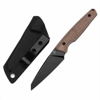 Couteau Tenable Parr Lame Reverse Tanto Acier 14C28N Blk Manche Micarta Brown Etui Kydex TG011B4 - Livraison Gratuite