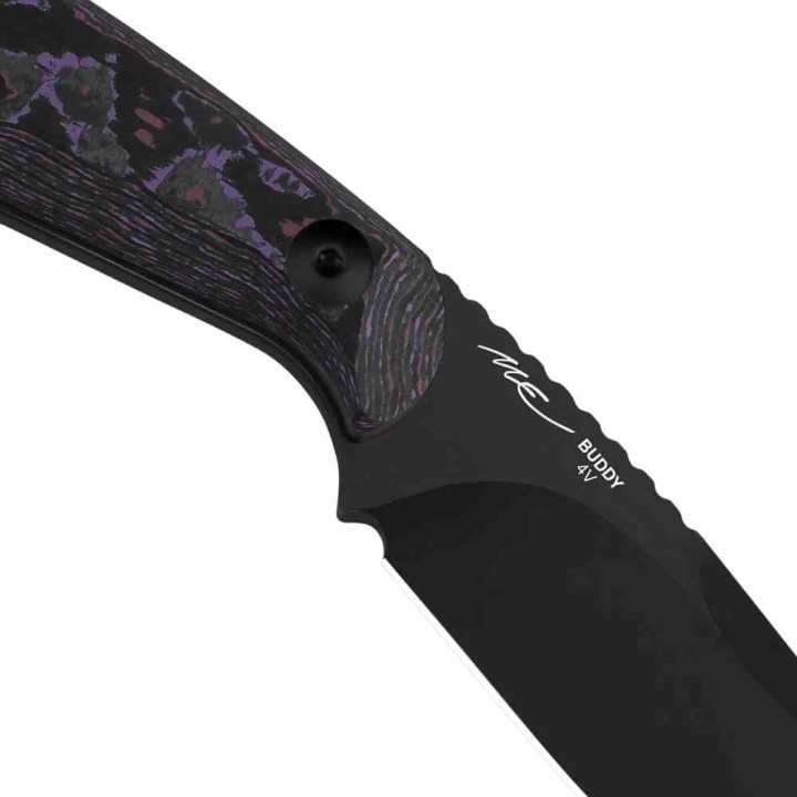 Couteau Kizer Buddy Lame Drop Point Acier 4V Manche Fat Carbon Purple Etui Kydex KI1081A10 - Livraison Gratuite