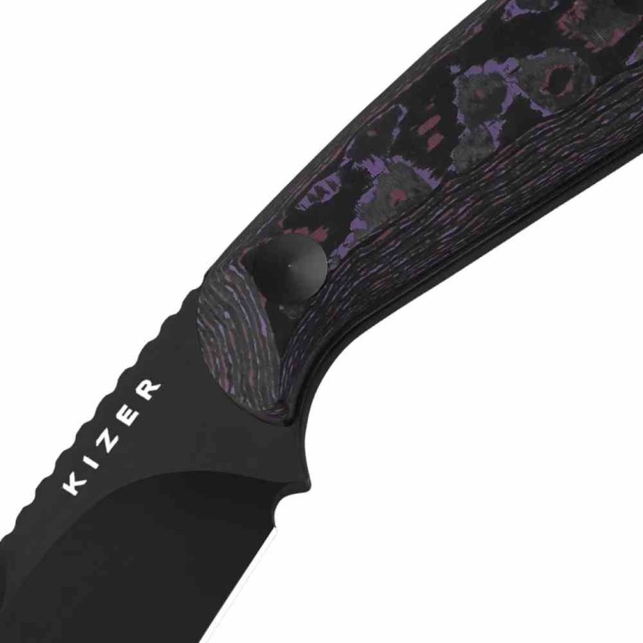 Couteau Kizer Buddy Lame Drop Point Acier 4V Manche Fat Carbon Purple Etui Kydex KI1081A10 - Livraison Gratuite