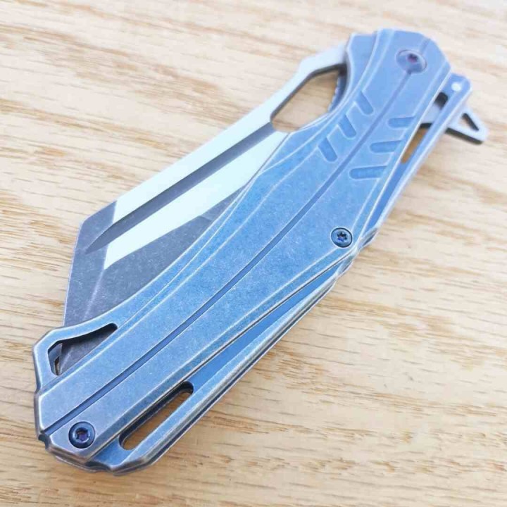 Couteau Rough Ryder Lame Tanto Acier Inox Manche Acier Bleu Frame Lock Clip RR2145 - Livraison Gratuite