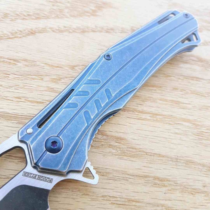 Couteau Rough Ryder Lame Tanto Acier Inox Manche Acier Bleu Frame Lock Clip RR2145 - Livraison Gratuite