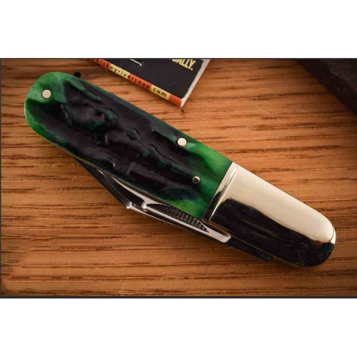 Couteau Rough Ryder Bluegill Barlow Lames Acier 440 Satin Manche Os Jigged Bleu & Vert RR2632 - Livraison Gratuite