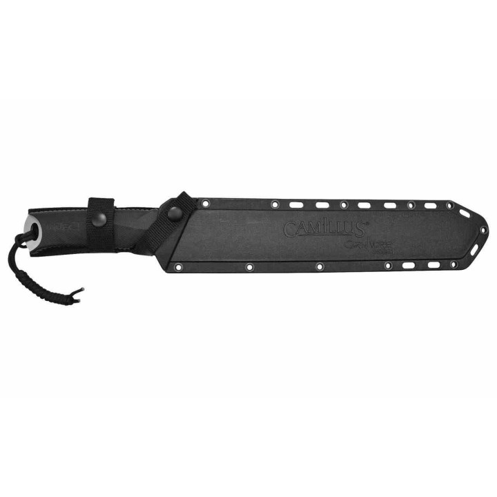 Couteau Machette Camillus Carnivore Lame Acier 420 Titane Sawback & Guthook Manche & Etui ABS CM19818002 - Livraison Gratuite