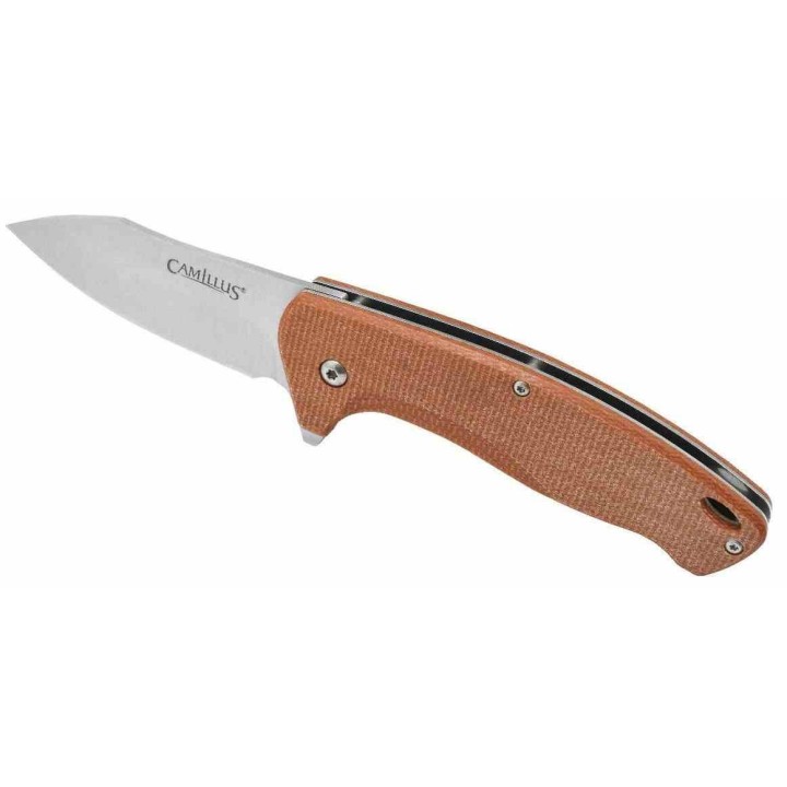 Couteau Camillus Arvo A/O Lame Drop Point Acier 420 Manche Tan Micarta Liner Lock CM19479 -  Livraison Gratuite