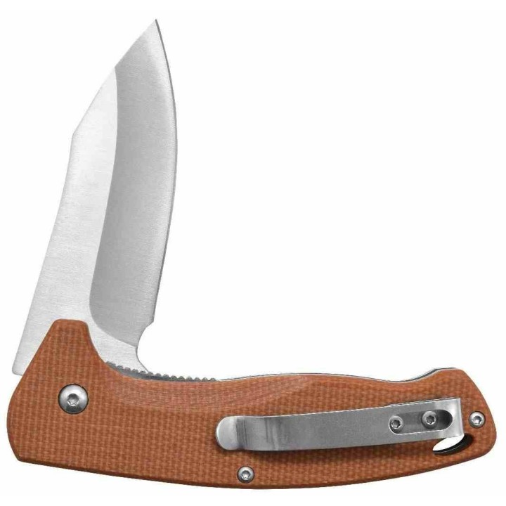 Couteau Camillus Arvo A/O Lame Drop Point Acier 420 Manche Tan Micarta Liner Lock CM19479 -  Livraison Gratuite