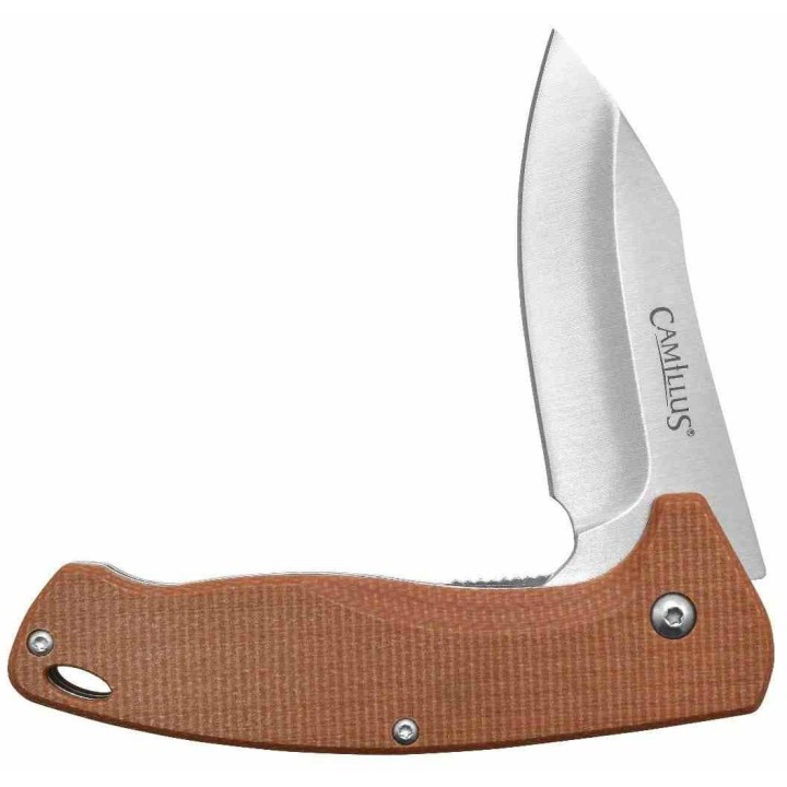 Couteau Camillus Arvo A/O Lame Drop Point Acier 420 Manche Tan Micarta Liner Lock CM19479 -  Livraison Gratuite