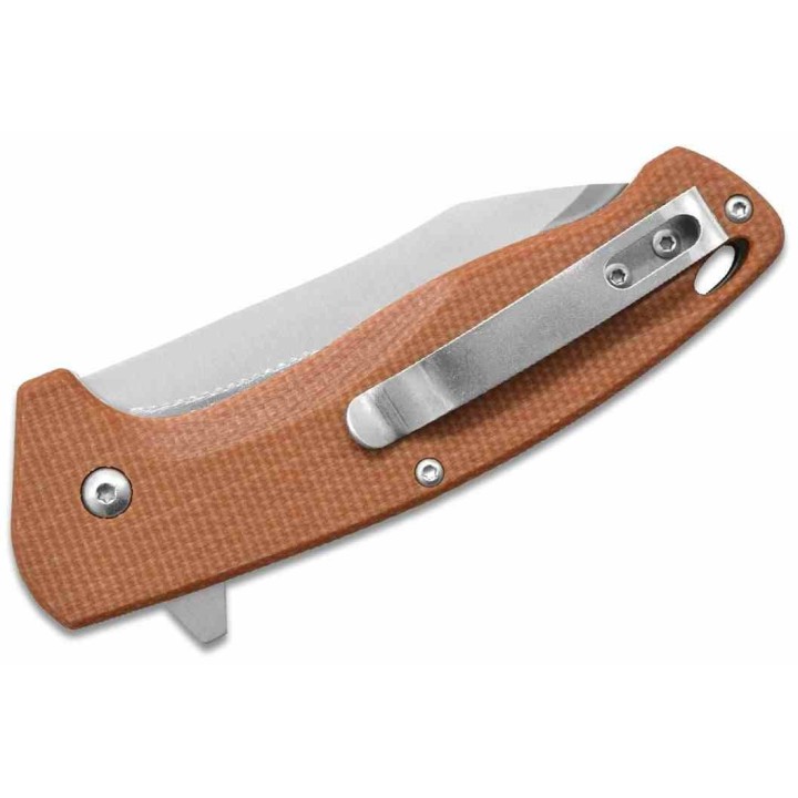 Couteau Camillus Arvo A/O Lame Drop Point Acier 420 Manche Tan Micarta Liner Lock CM19479 -  Livraison Gratuite