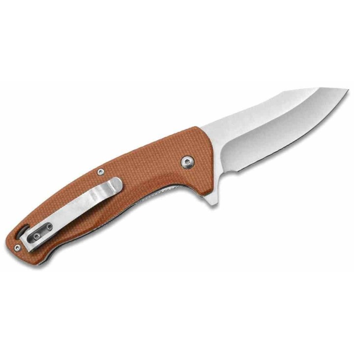 Couteau Camillus Arvo A/O Lame Drop Point Acier 420 Manche Tan Micarta Liner Lock CM19479 -  Livraison Gratuite