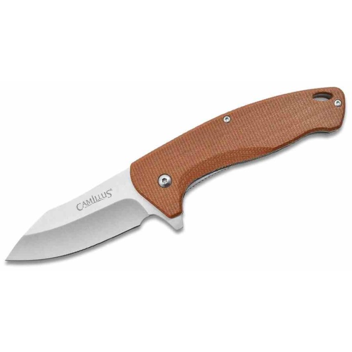 Couteau Camillus Arvo A/O Lame Drop Point Acier 420 Manche Tan Micarta Liner Lock CM19479 -  Livraison Gratuite