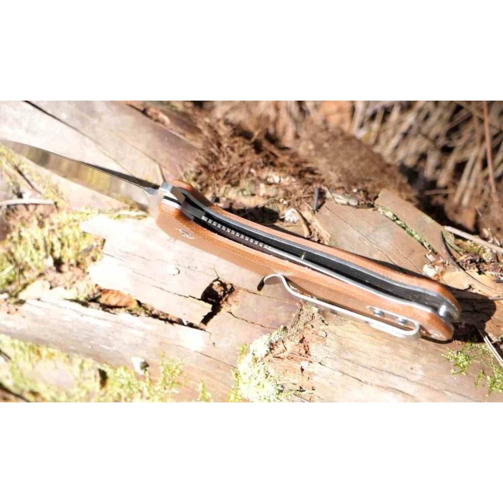 Couteau Camillus Arvo A/O Lame Drop Point Acier 420 Manche Tan Micarta Liner Lock CM19479 -  Livraison Gratuite