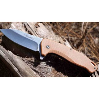 Couteau Camillus Arvo A/O Lame Drop Point Acier 420 Manche Tan Micarta Liner Lock CM19479 -  Livraison Gratuite