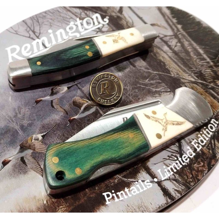 Coffret Cadeau Remington Pin Tails 2 Couteaux Manches Os Blanc & Bois Lames Acier Inox Collector R15713 - Livraison Gratuite