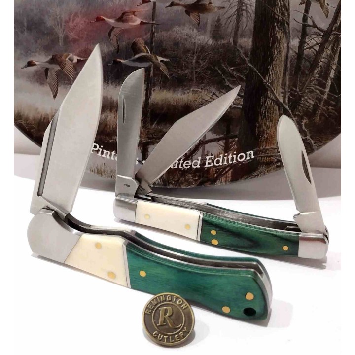 Coffret Cadeau Remington Pin Tails 2 Couteaux Manches Os Blanc & Bois Lames Acier Inox Collector R15713 - Livraison Gratuite