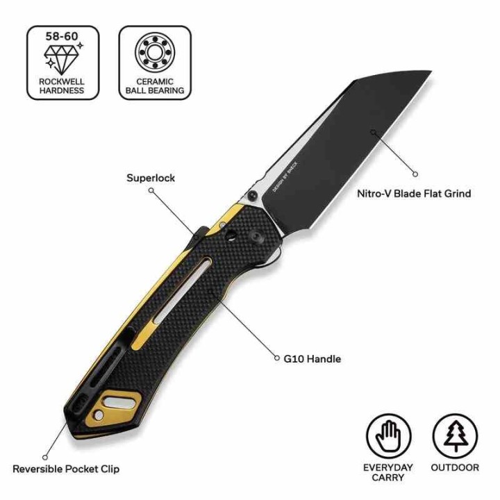 Couteau Civivi Buster FG Lame Acier Nitro-V Black Manche G10 Noir Superlock IKBS CIVC240521 - Livraison Gratuite