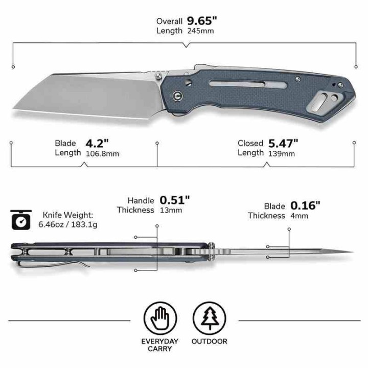 Couteau Civivi Buster FG Lame Acier Nitro-V Manche G10 Blue Superlock IKBS CIVC240522 - Livraison Gratuite