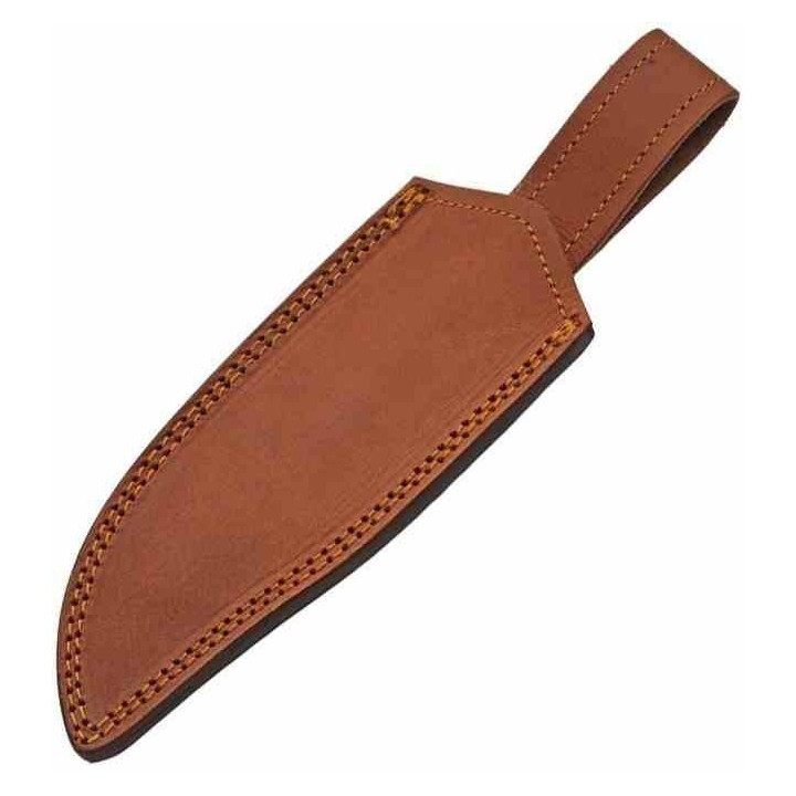 Couteau  Skinner Damas Lame 256 Couches Manche Micarta/Os Garde Laiton Fourreau Cuir DM1405BK - Livraison Gratuite 