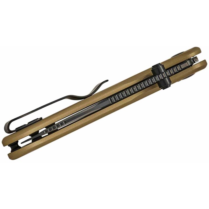 Couteau Kizer Azo Drop Bear 2 Lame Acier Nitro-V Black Manche Alu Tan Button Liner Lock KIV36192CD1 - Livraison Gratuite