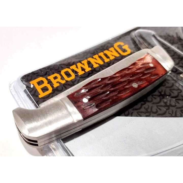 Couteau Pliant Browning Joint Venture Trapper Bone Lames Acier 8Cr13MoV Manche en Os Slipjoint BR0012 - Livraison Gratuite