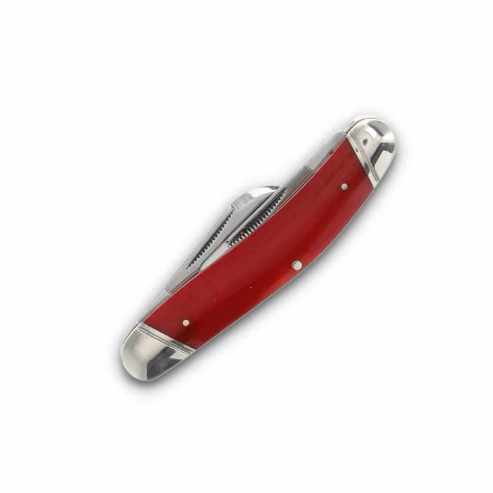 Couteau Rough Ryder Long Rifle Sowbelly Stockman Red Lames en Acier Inox Manche Os Slipjoint RR2619 - Livraison Gratuite