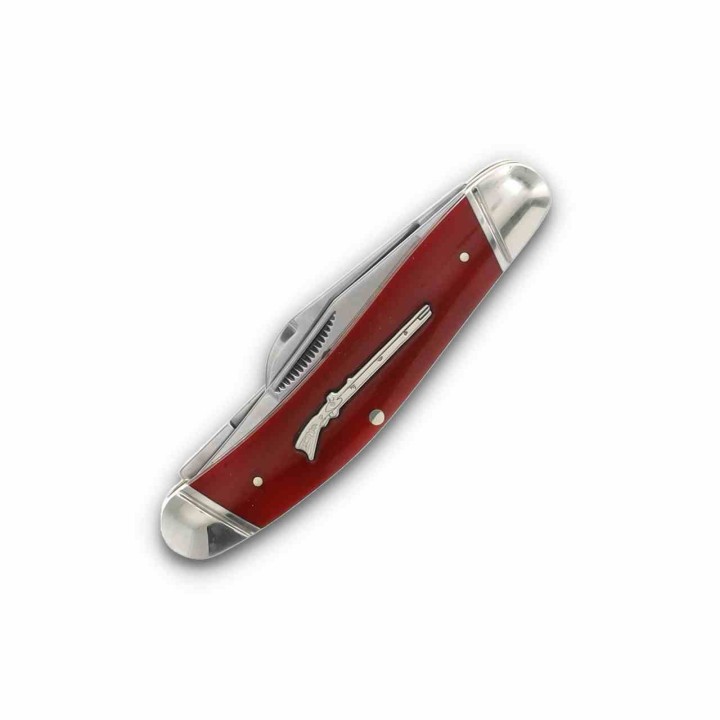 Couteau Rough Ryder Long Rifle Sowbelly Stockman Red Lames en Acier Inox Manche Os Slipjoint RR2619 - Livraison Gratuite