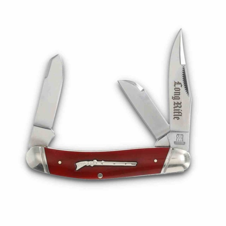 Couteau Rough Ryder Long Rifle Sowbelly Stockman Red Lames en Acier Inox Manche Os Slipjoint RR2619 - Livraison Gratuite