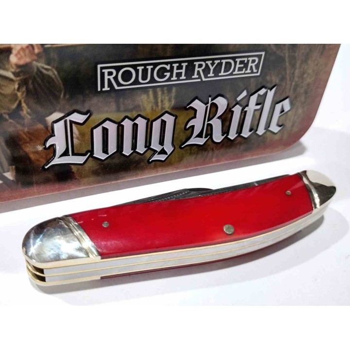 Couteau Rough Ryder Long Rifle Sowbelly Stockman Red Lames en Acier Inox Manche Os Slipjoint RR2619 - Livraison Gratuite