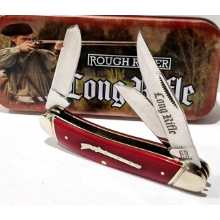 Couteau Rough Ryder Long Rifle Sowbelly Stockman Red Lames en Acier Inox Manche Os Slipjoint RR2619 - Livraison Gratuite