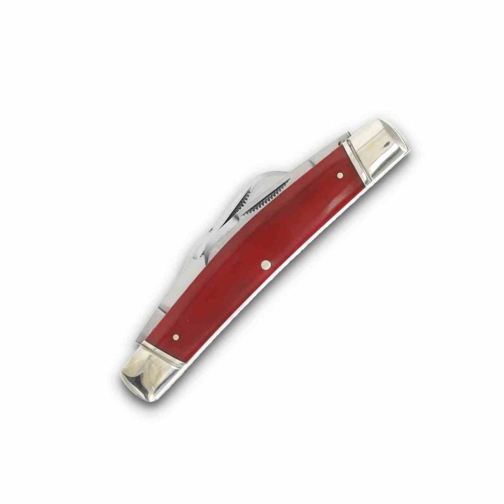 Couteau Pliant Rough Ryder Congress Long Rifle Red Smooth Bone Lames Acier 440 Manche Os Slipjoint RR2617  - Livraison Gratuite
