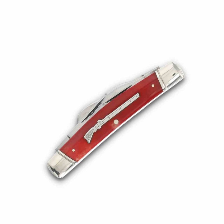 Couteau Pliant Rough Ryder Congress Long Rifle Red Smooth Bone Lames Acier 440 Manche Os Slipjoint RR2617  - Livraison Gratuite