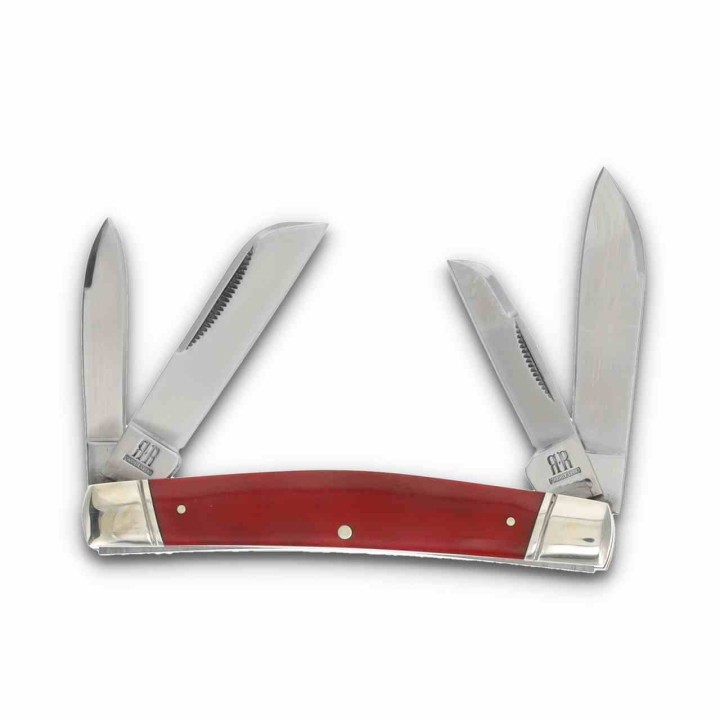 Couteau Pliant Rough Ryder Congress Long Rifle Red Smooth Bone Lames Acier 440 Manche Os Slipjoint RR2617  - Livraison Gratuite