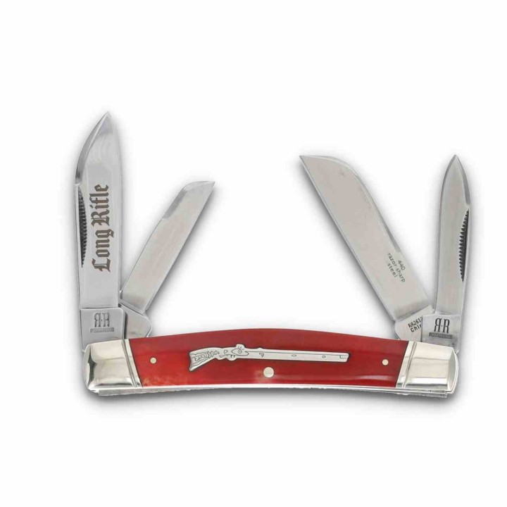Couteau Pliant Rough Ryder Congress Long Rifle Red Smooth Bone Lames Acier 440 Manche Os Slipjoint RR2617  - Livraison Gratuite
