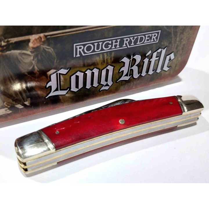 Couteau Pliant Rough Ryder Congress Long Rifle Red Smooth Bone Lames Acier 440 Manche Os Slipjoint RR2617  - Livraison Gratuite