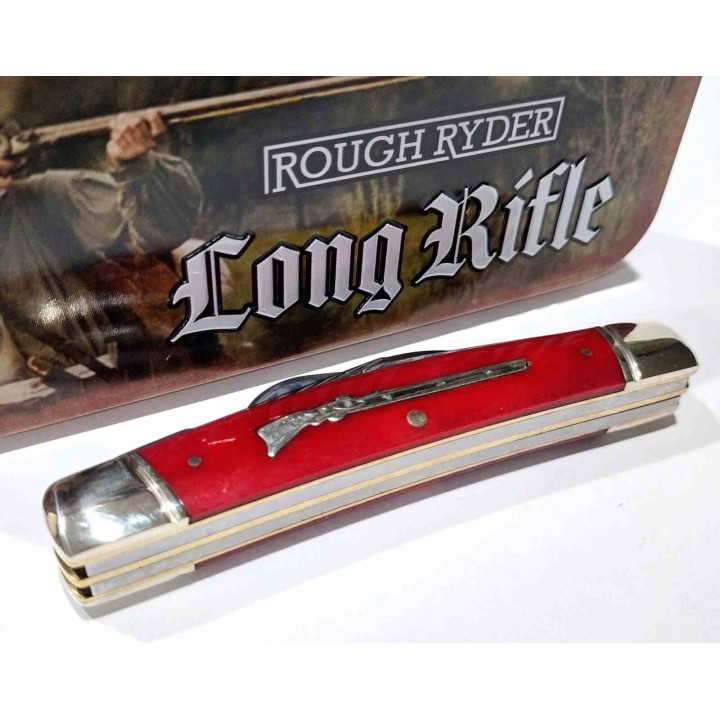 Couteau Pliant Rough Ryder Congress Long Rifle Red Smooth Bone Lames Acier 440 Manche Os Slipjoint RR2617  - Livraison Gratuite