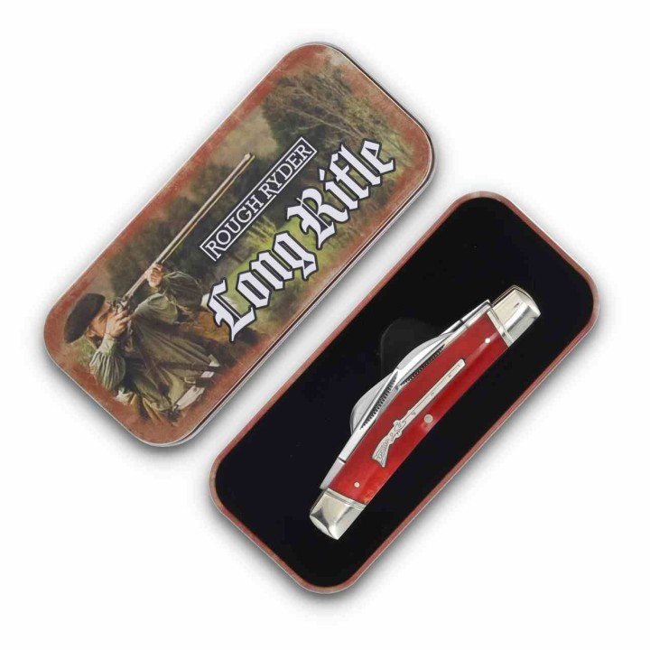 Couteau Pliant Rough Ryder Congress Long Rifle Red Smooth Bone Lames Acier 440 Manche Os Slipjoint RR2617  - Livraison Gratuite