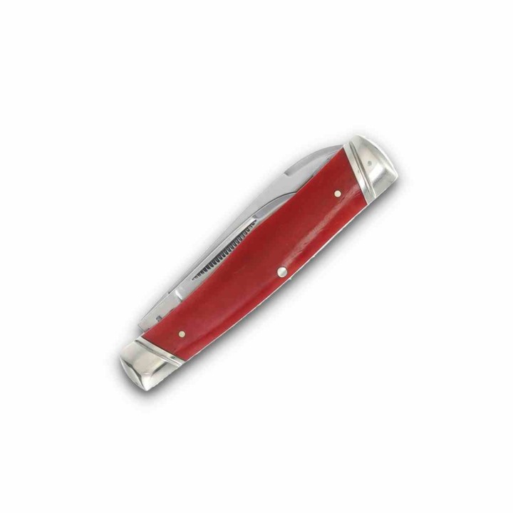 Couteau Rough Ryder Long Rifle Gunstock Red Lames Acier 440 Manche Os Slipjoint RR2621 - Livraison Gratuite