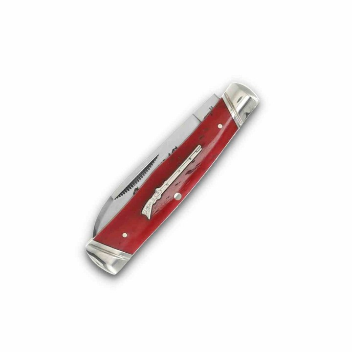 Couteau Rough Ryder Long Rifle Gunstock Red Lames Acier 440 Manche Os Slipjoint RR2621 - Livraison Gratuite