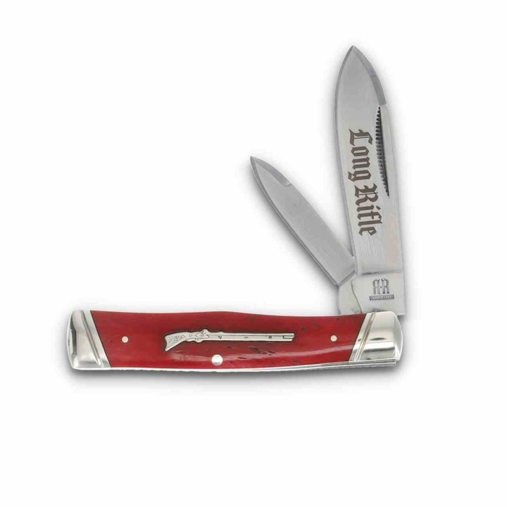Couteau Rough Ryder Long Rifle Gunstock Red Lames Acier 440 Manche Os Slipjoint RR2621 - Livraison Gratuite