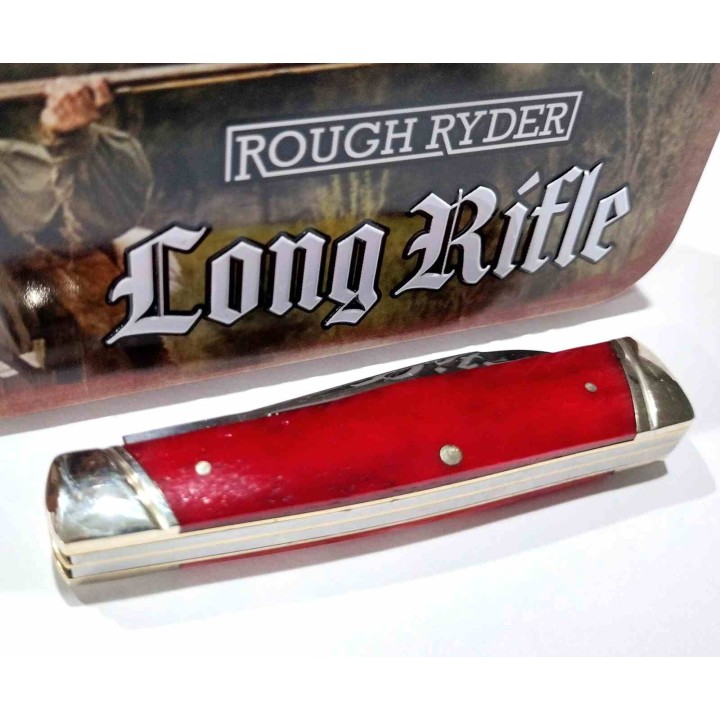 Couteau Rough Ryder Long Rifle Gunstock Red Lames Acier 440 Manche Os Slipjoint RR2621 - Livraison Gratuite