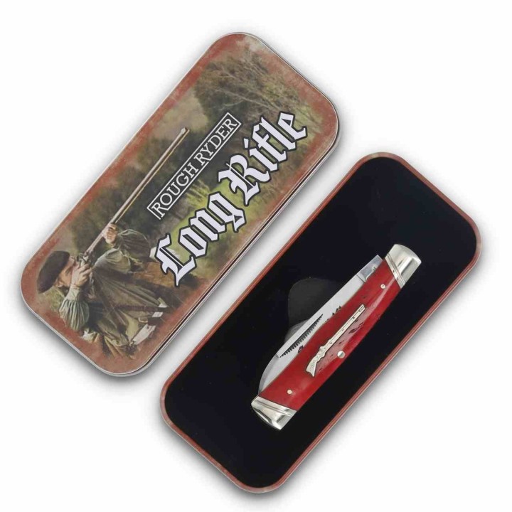 Couteau Rough Ryder Long Rifle Gunstock Red Lames Acier 440 Manche Os Slipjoint RR2621 - Livraison Gratuite