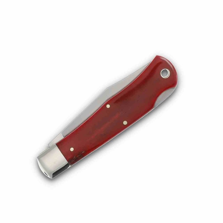 Couteau Queen Cutlery Red Bone Lame Acier Carbone 1095 Manche Os Rouge Lockback Boite Métal USA QRSB106L - LIVRAISON GRATUITE