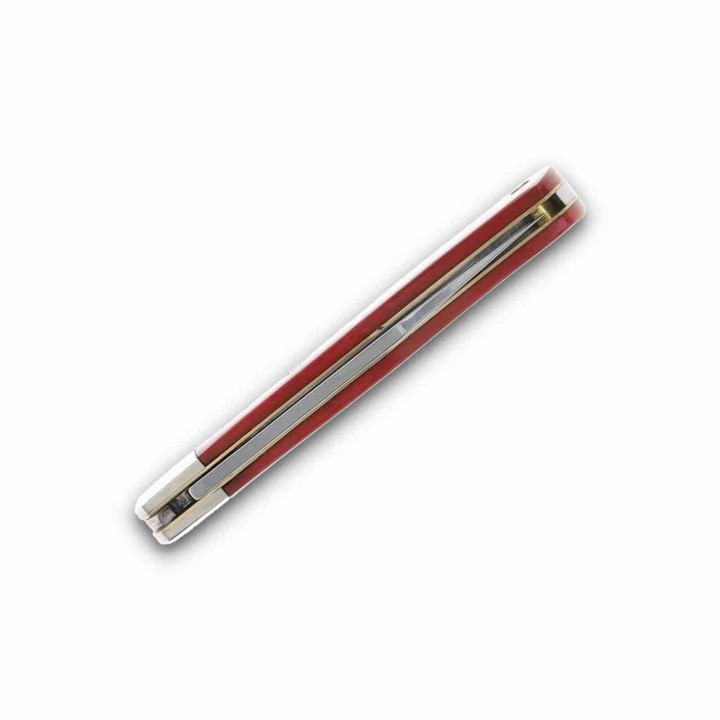 Couteau Queen Cutlery Red Bone Lame Acier Carbone 1095 Manche Os Rouge Lockback Boite Métal USA QRSB106L - LIVRAISON GRATUITE