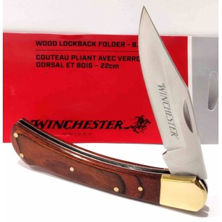 Couteau Winchester Large Wood Lame Acier Inox Poignée Bois Lockback Clip WN6220020W- Livraison Gratuite
