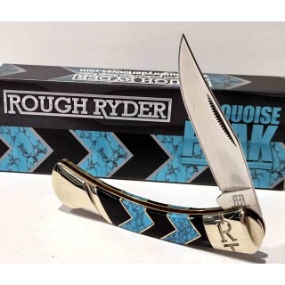 Couteau Rough Ryder Turquoise Peak Lockback Lame Acier 440 Poignée Turquoise Lockback RR1576 - Livraison Gratuite